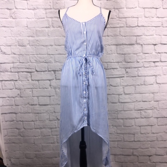 no comment Dresses & Skirts - Juniors Cotton Striped High-Low Dress Blue White